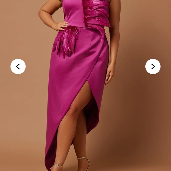 Fashion Nova Asymmetrical Dress in Fuchsia - Picture 6 of 7